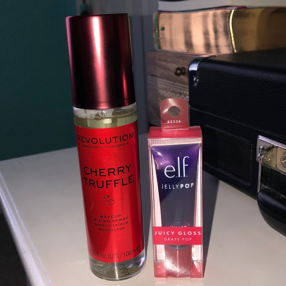 NEW. elf lip gloss & Revolution Setting Spray